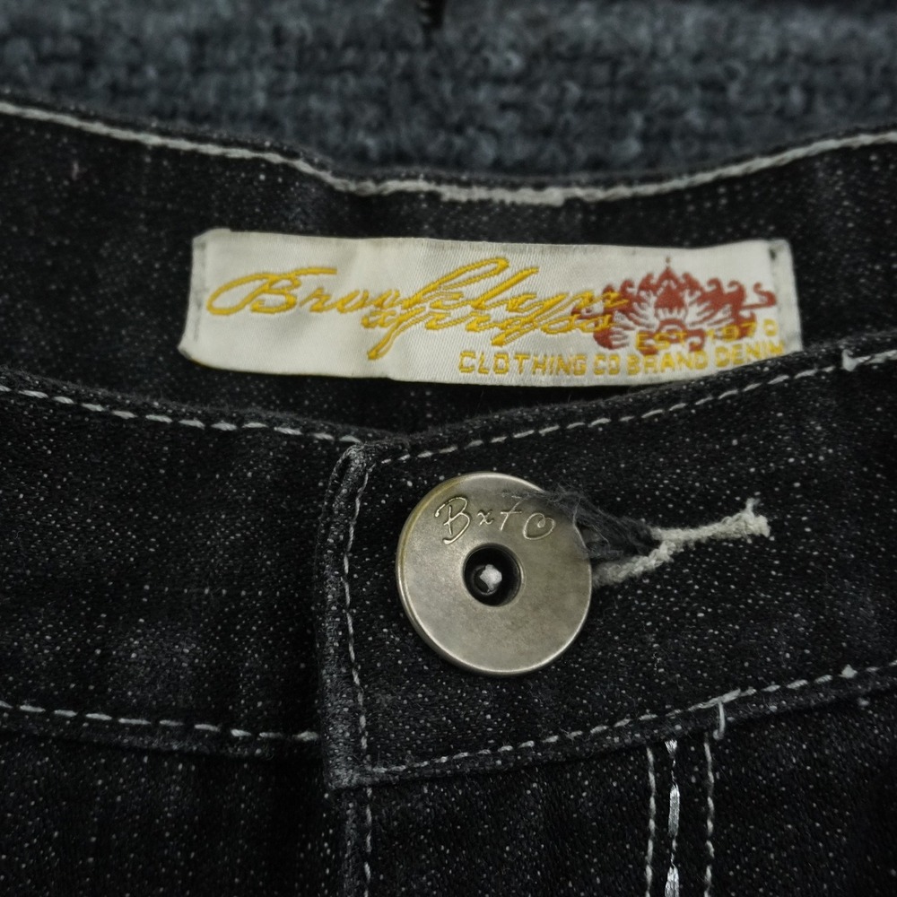 Brooklyn Express Denim Shorts Mens 40 Black Dragon Embroidered Y2K Streetwear - Picture 3 of 15